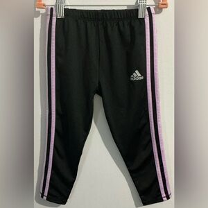 Adidas Kids Black Joggers with Pink Stripes